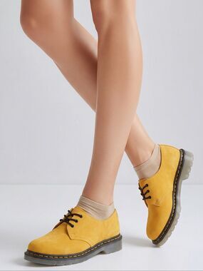 🩵NIB Dr. Martens Yellow Iced II Buttersoft Leather Unisex Oxfords Size 8